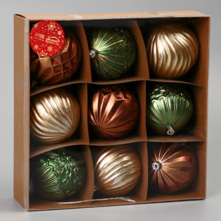 Set of balls plastic D-7.5 cm, 9 pcs "Frosty placket" Assorted, mix-1