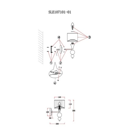Wall lamp EVOLUCE. Sle107101-01. Pazione. 1x40 watts, E14, 14x28 cm, chromium color-6