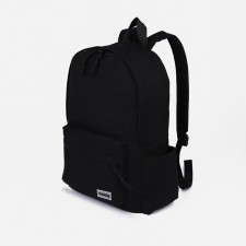 A backpack with a zipper, 4 outer pockets, black color