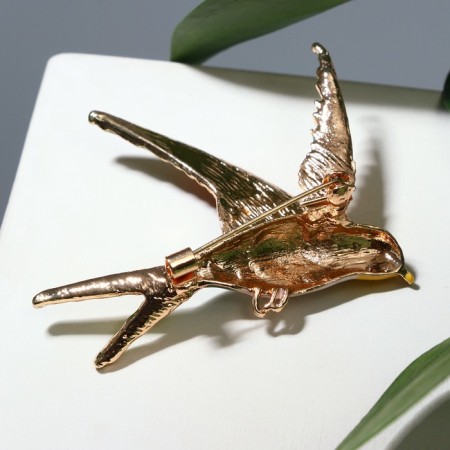 Brooch "Bird" Swallow, Colored in Gold-1