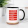 Sublimation circle "I surrender to work by 100%, volume 320 ml, black bottom