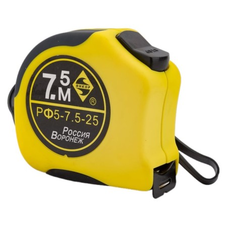 Roulette Encor "velor" 10103, rubberized plastic, steel tape, 7.5 m x 25 mm-1