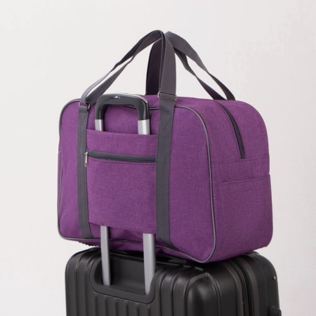 Road bag with lightning, external pocket, suitcase holder, lilac color-3