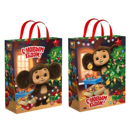 New Year. Gift package, 70x50x19 cm, packaging, Cheburashka-2