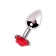 Anal plug Metal by Toyfa, metal, silver with red rose, d = 27 mm 8 cm, 48 g 104480