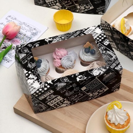 Packaging for 6 cupcakes with the window "Cook Book", 25 x 17 x 10 cm