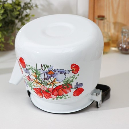 The kettle "Flowers are red", 3.5 l, white with a button, induction, white color-3