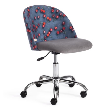 Armchair Children's Melody Fabric/Fllock, Gray, Botanica 08 Cherry/29
