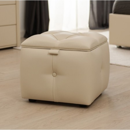 Alero square Poof with PM, 450 × 450 × 385 mm, eco -leather, vanilla souffle color