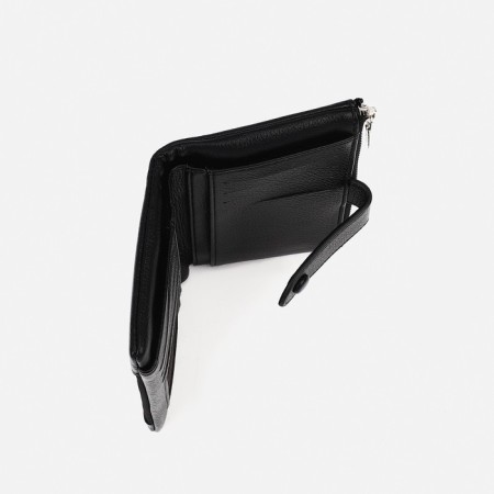 Women's wallet on the button, black color-4