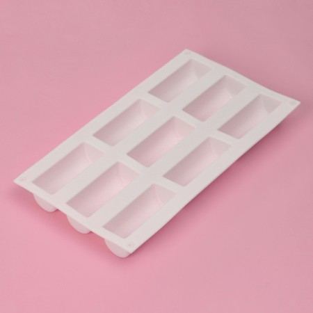 The form for baking the share "Sweets. Bars ”, silicone, 29.3 × 17.5 × 3.5 cm, 9 cells (8.3 × 3.2 × 3.5 cm), Mix color-2
