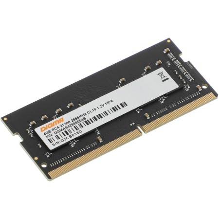 Memory DDR4 4GB 2666MHz Digma DGMAS426666004S RTL PC4-21300 CL19 SO-Dimm 260-PIN 1.2V SINGLE 100449-4