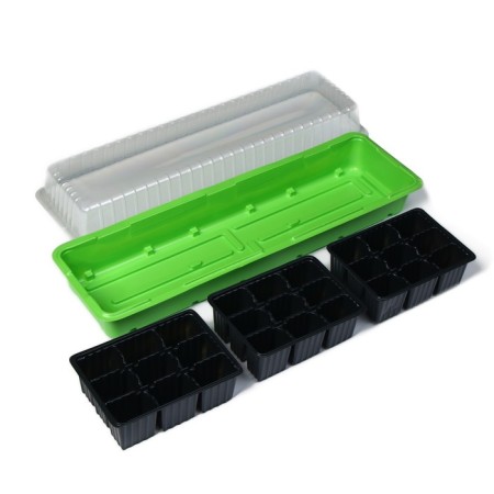 Mini-Pirate for seedlings, 57 × 18 × 12 cm, 3 inserts, 27 cells, Greengo-3