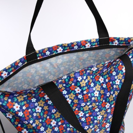Household bag on a zipper, with a cosmetic bag, blue color-3