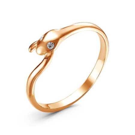 Ring "Snake" is minimalistic, pink gilding, white color, 16.5 size