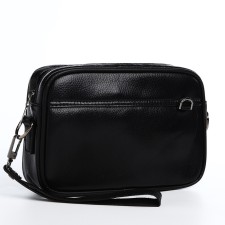 Male bag over the shoulder, artificial leather, black color