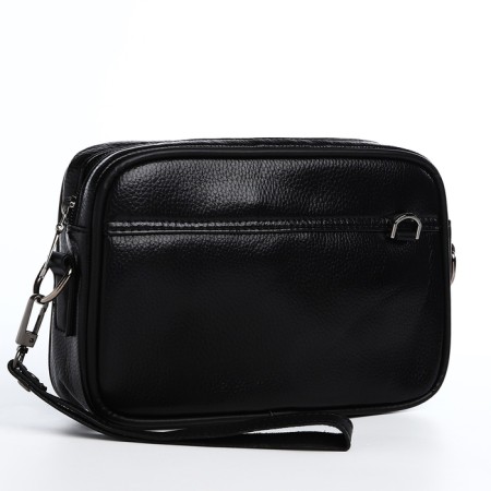 Male bag over the shoulder, artificial leather, black color