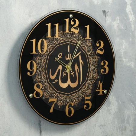 Wall clock, interior "Allah", D-39 cm, silent, black body-1