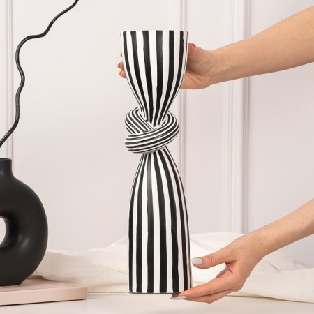 Click for one candle "Knot", white-black color 39 x 10.5 x 10.5 cm-16