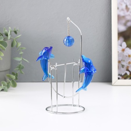 Dolphins pendulum opposite each other with a ball of 9 x 15 x 19.5 cm-2