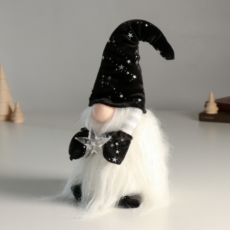 Interior doll "Dwarf in a black cap with stars, with an asterisk in the hands" 36 cm-3