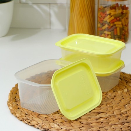 A set of food containers with a steam outlet, 3 pcs: 750 ml, 500 ml, 500 ml, rectangular, mix color-11