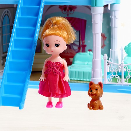 House for dolls "Fairytale life" with a doll, a pet and accessories, the light-7