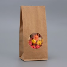 Craft package Paper beam, two -layer, with a window, rectangular bottom 8 (5) x 5 x 17 cm