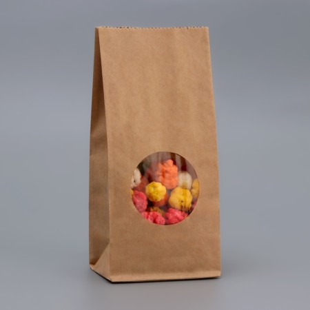 Craft package Paper beam, two -layer, with a window, rectangular bottom 8 (5) x 5 x 17 cm