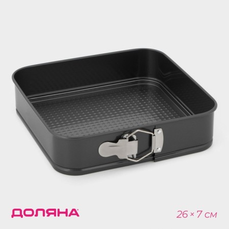 The form for baking the share "Elin. Square ", 26 × 26 cm, removable bottom, anti -stick coating, black color