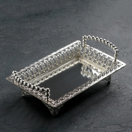 Serving tray "Silver Pearls", 28 × 18 cm, silver color