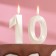 Candle in the cake jubilee "line" (set 2 in 1), number 10, pearl, 6.5 cm