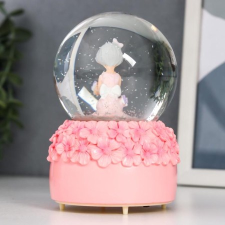 Souvenir Polystone Water Ball Light, music "Baby and forget -me -nots" d = 8 cm mix 12.5x8x8 cm-6
