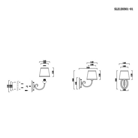 Wall lamp EVOLUCE. Sle120301-01. Rimento. 1x40 W, E14, 14x25 cm, dark -gray color-6