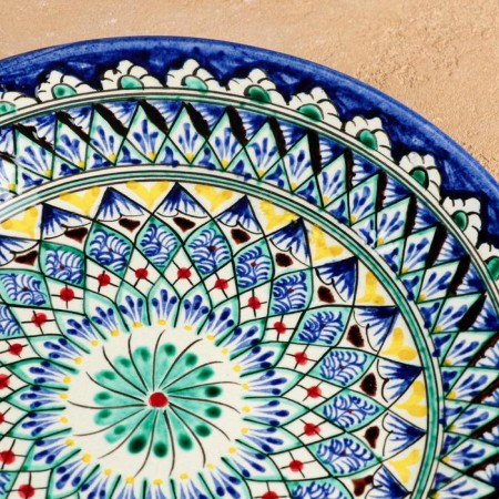 Plate of the Rishtan ceramics "Flowers", 26 cm, blue mix-2