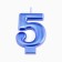 Candle for the Cake "European Giant", a number 5, 7 cm, blue metallic