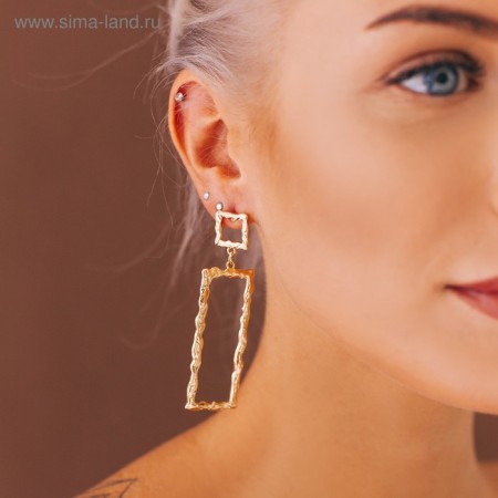Hanging earrings "Fantasy", color gold, 7.3 cm-6