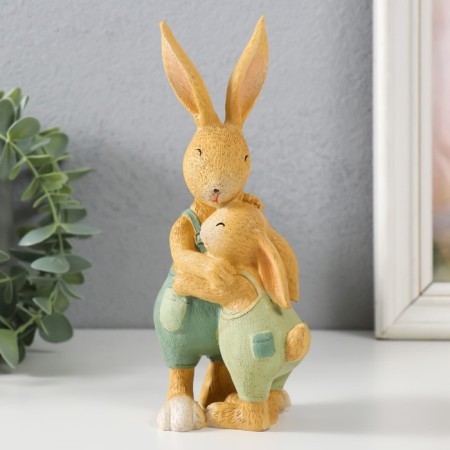 Souvenir Polystone "Papa Hare with a hare" 9,5x7x18 cm-3