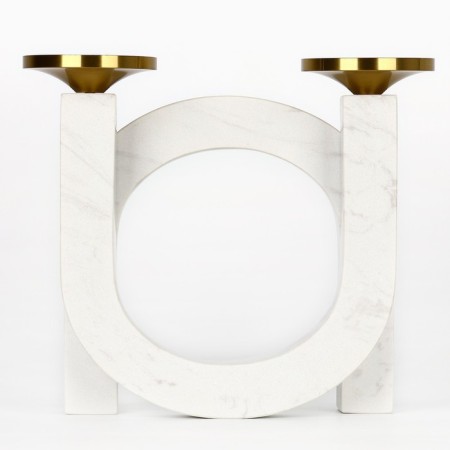 Brass Brass, marble "Camellia" 19 x 18 x 8 cm-1