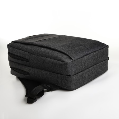 City backpack on a zipper, 2 pockets, with USB, black color-4