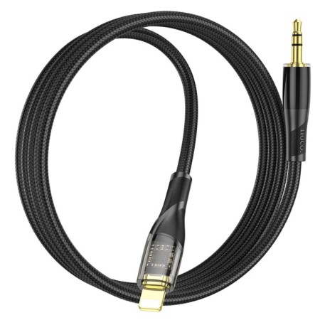Hoco UPA25, Jack 3.5 mm (M) cable - Lightning, transparent, black-3
