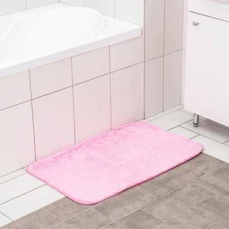 Bath and toilet rug “fluffy”, 50 × 80 cm, pink color