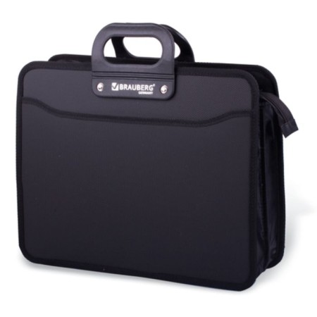 Plastic portfolio A4 BRAUBERG, 3 departments, 390 x 315 x 120 mm, on a zipper, black-1