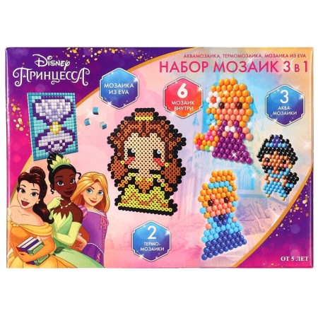 Набор мозаек 3 в 1 , Авквамозайка, Темпомозайка и ЕВА , Принцессы-4