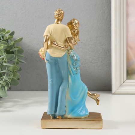 Souvenir Polystone "Tender Meeting" of the White and Blue 6x8x19.5 cm-2