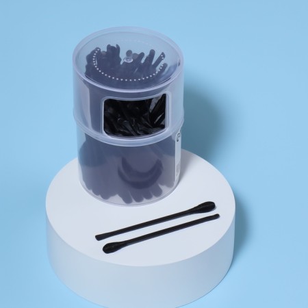 Cotton sticks, bilateral, with luminous, 100 pcs, in a plastic organizer, black color-1
