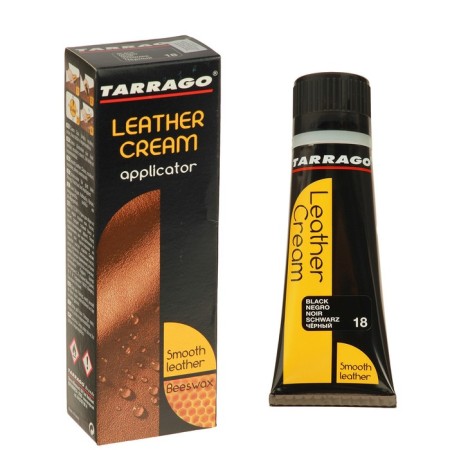 Shoe cream Tarrago Leather Cream 018, black color, a tube with a sponge, 75 ml