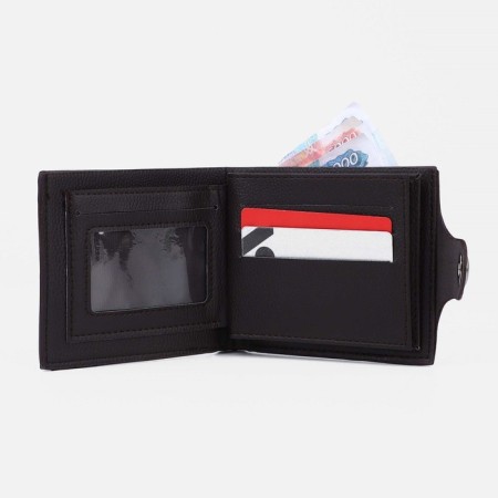 Male purse on a magnet, department for bills, for coins, for maps, dark brown color-3