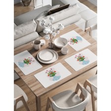 A set of napkins for setting the table “Flowers in a vase”, rectangular, rounded edges, size 30x46 cm, 4 pcs