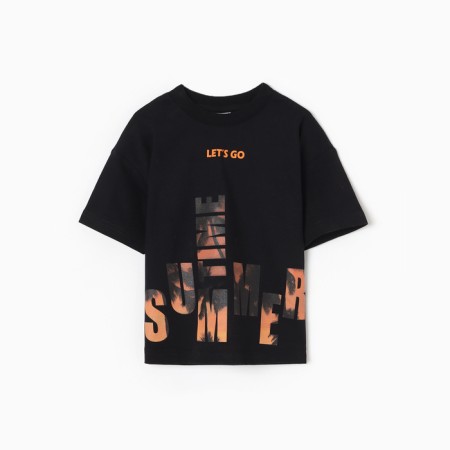 T -shirt for a boy, black color, height 128 cm